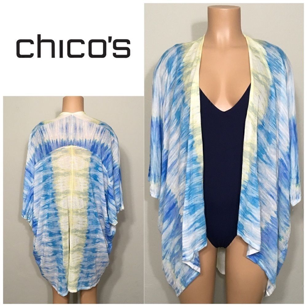 Chico’s blue and yellow swimsuit coverup.